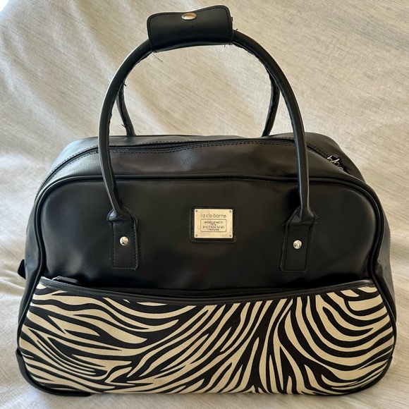 Liz Claiborne Zebra Print Rolling Duffle Bag - Picture 1 of 16